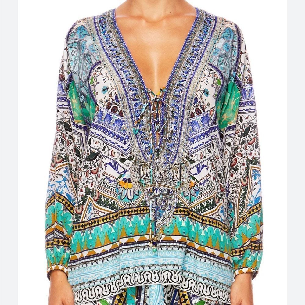 Camilla Lace Up Silk Blouse Everlasting Udaipur XS